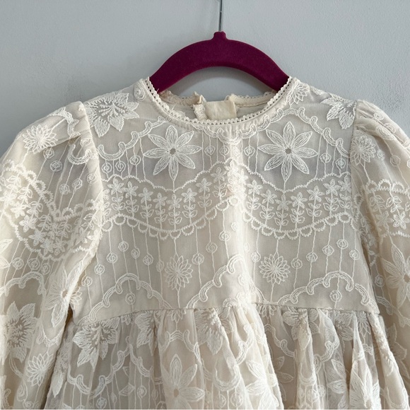 House of Loolous NWT Whimsical Dream Long Sleeve Toddler Dress, Ivory Lace, 2-3T - Picture 6 of 11